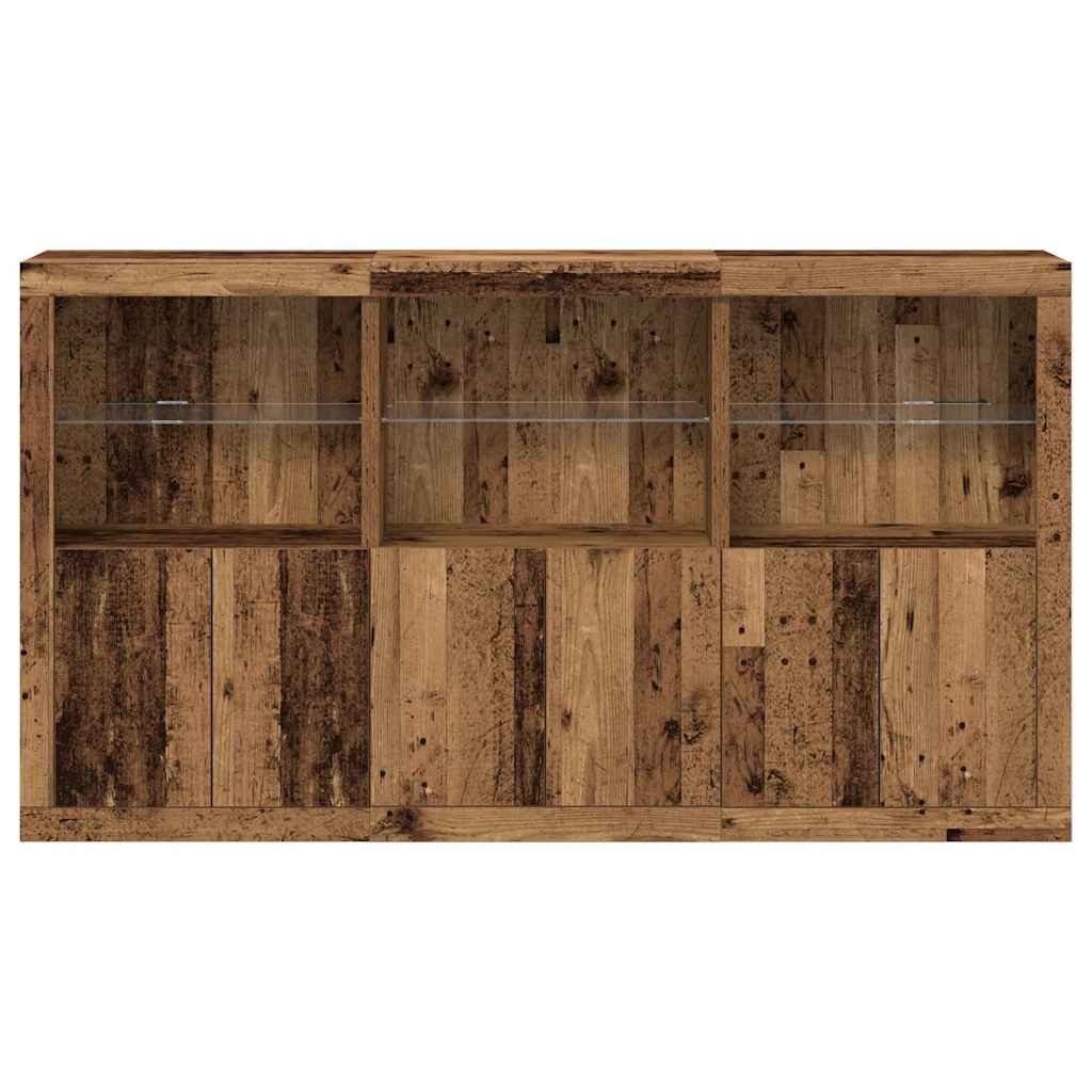 šoninė spinta su LED šviesomis, senas medis 181.5x37x100 cm, inžinerinė mediena