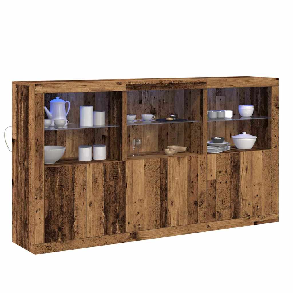 šoninė spinta su LED šviesomis, senas medis 181.5x37x100 cm, inžinerinė mediena