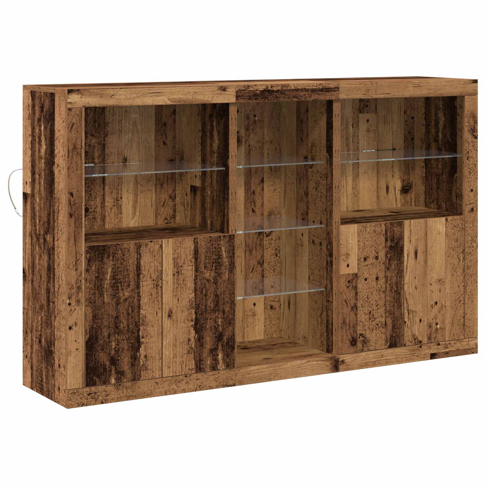 Sānu kumode ar LED gaismām Antīka koka 162x37x100 cm Pārstrādāta koksne