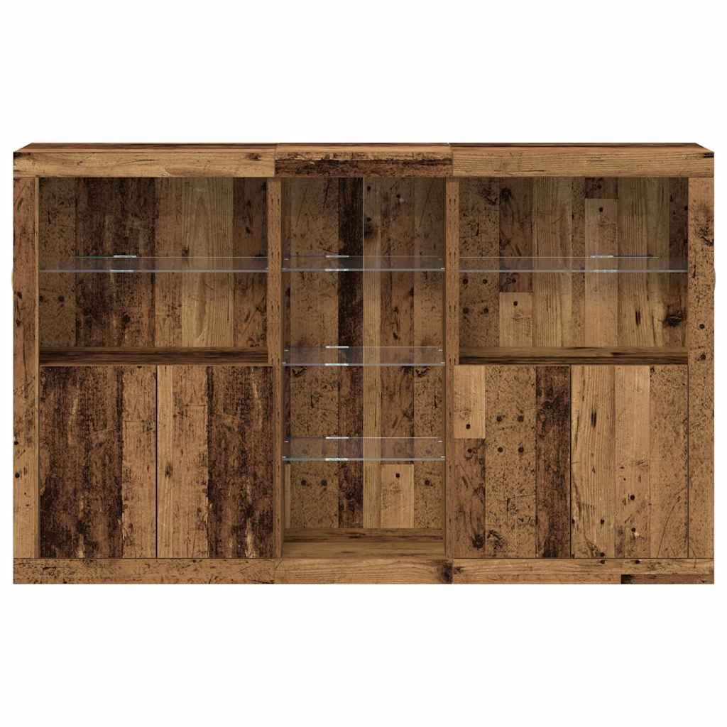 Sānu kumode ar LED gaismām Antīka koka 162x37x100 cm Pārstrādāta koksne