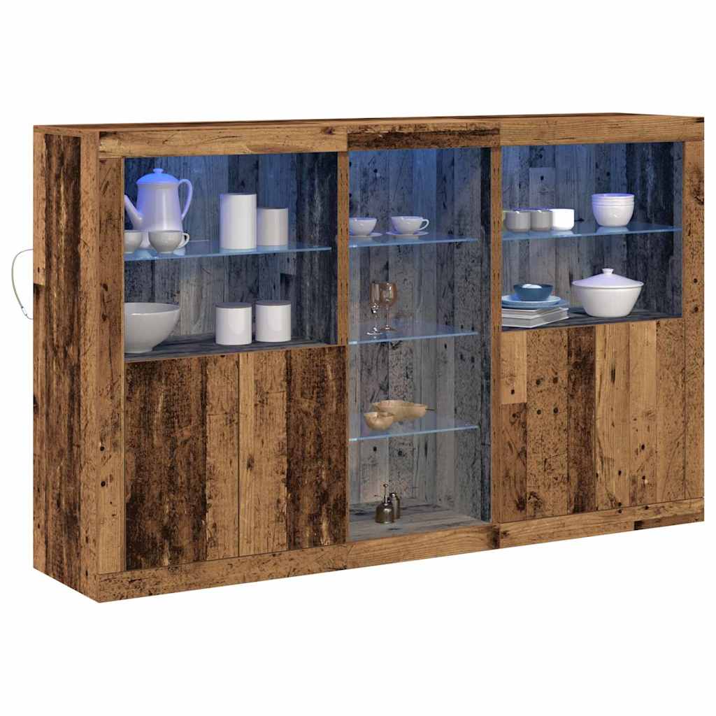 Sānu kumode ar LED gaismām Antīka koka 162x37x100 cm Pārstrādāta koksne