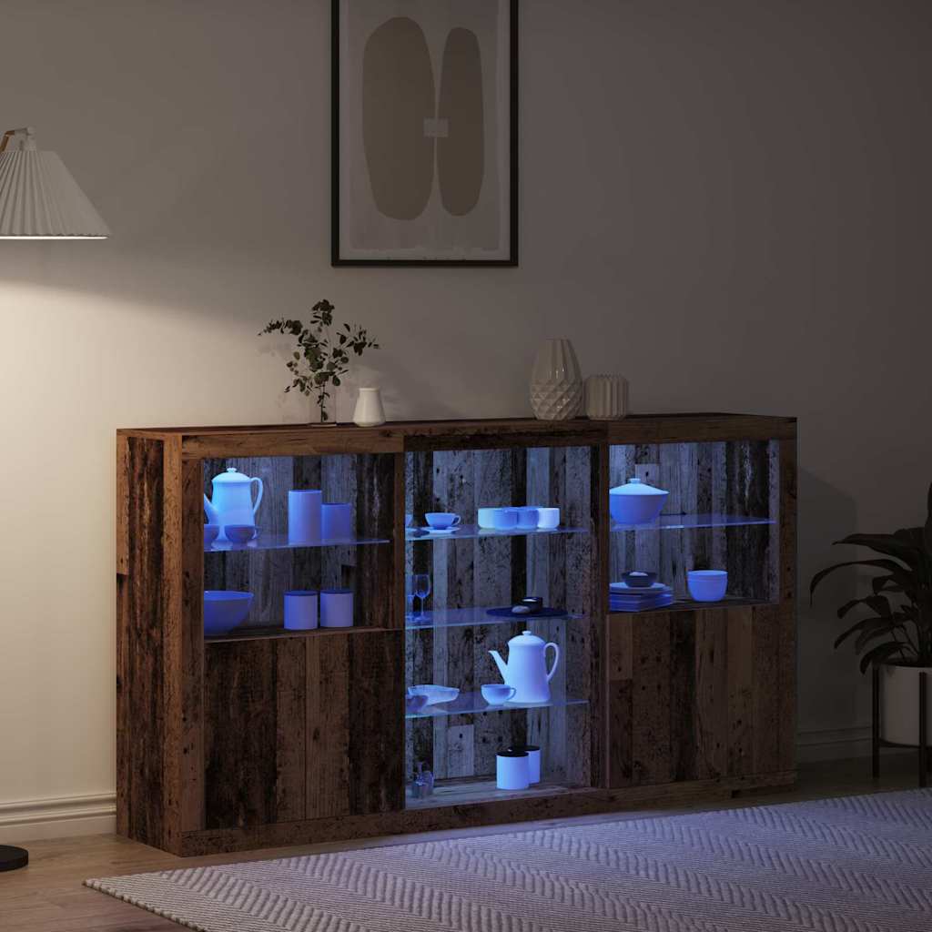 Sideboard with LED Lights Old Trees Design 181.5x37x100 cm Engineered Wood
