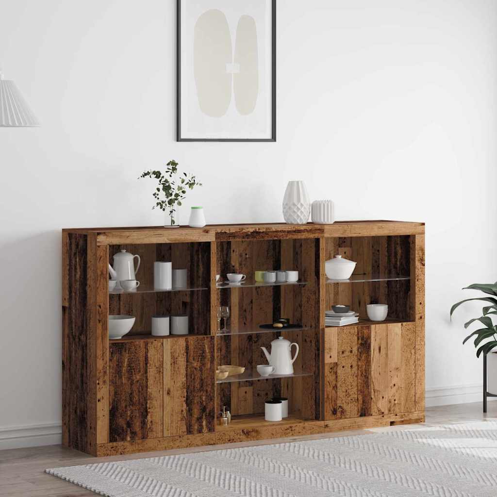 Sideboard with LED Lights Old Trees Design 181.5x37x100 cm Engineered Wood