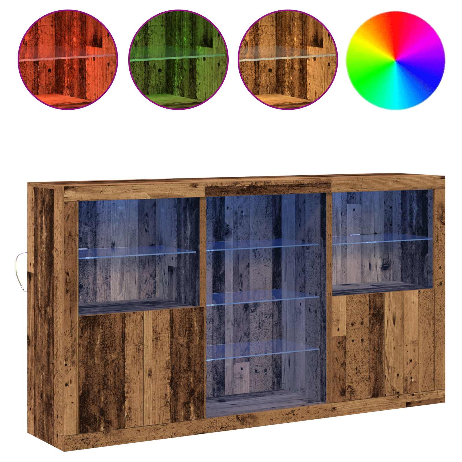 Sideboard with LED Lights Old Trees Design 181.5x37x100 cm Engineered Wood