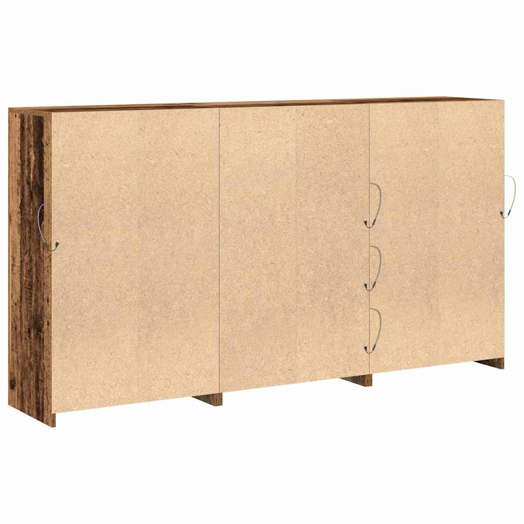 šoninis stalas su LED šviestuvais senas medis 202x37x100 cm inžinerinis medis
