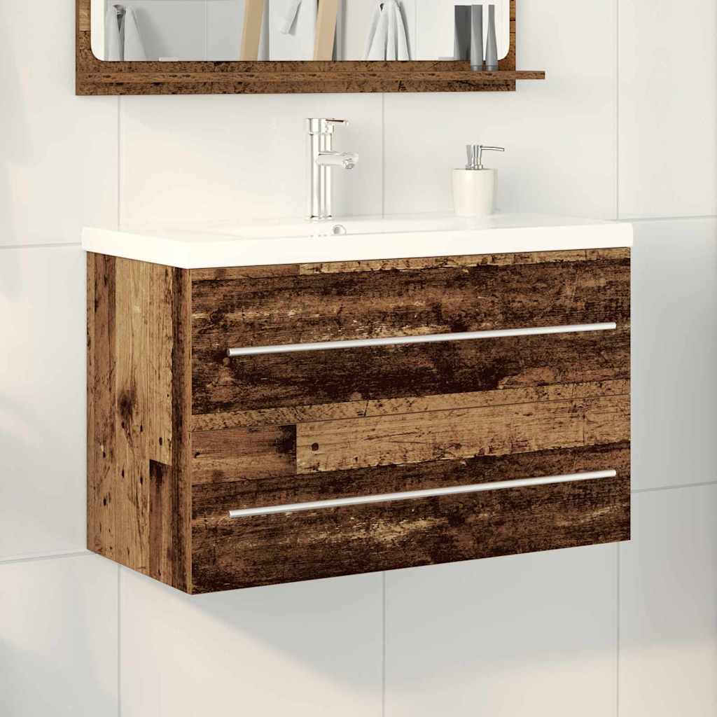 Washbasin cabinet 2 pcs Antique wood 80 x 38.5 x 48 cm