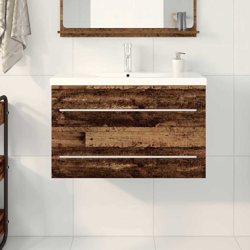 Washbasin cabinet 2 pcs Antique wood 80 x 38.5 x 48 cm