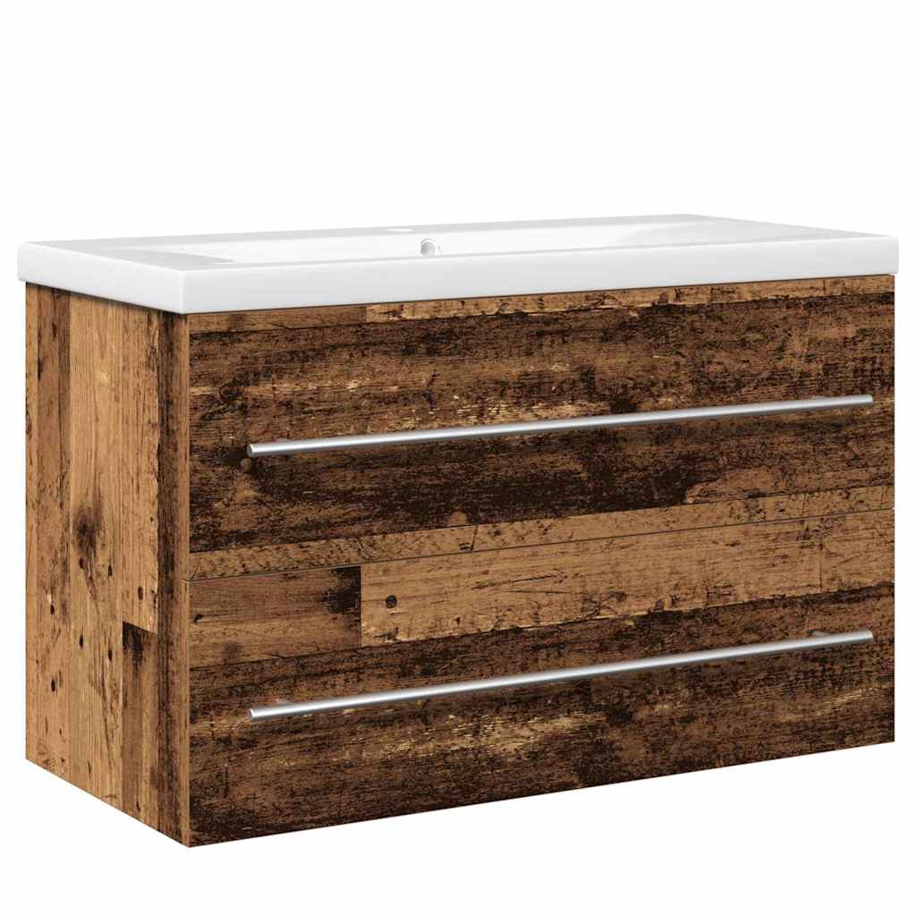 Washbasin cabinet 2 pcs Antique wood 80 x 38.5 x 48 cm