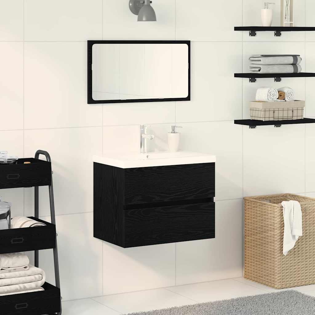 Sink Cabinet with Storage Black Oak 60 x 39 x 62 cm