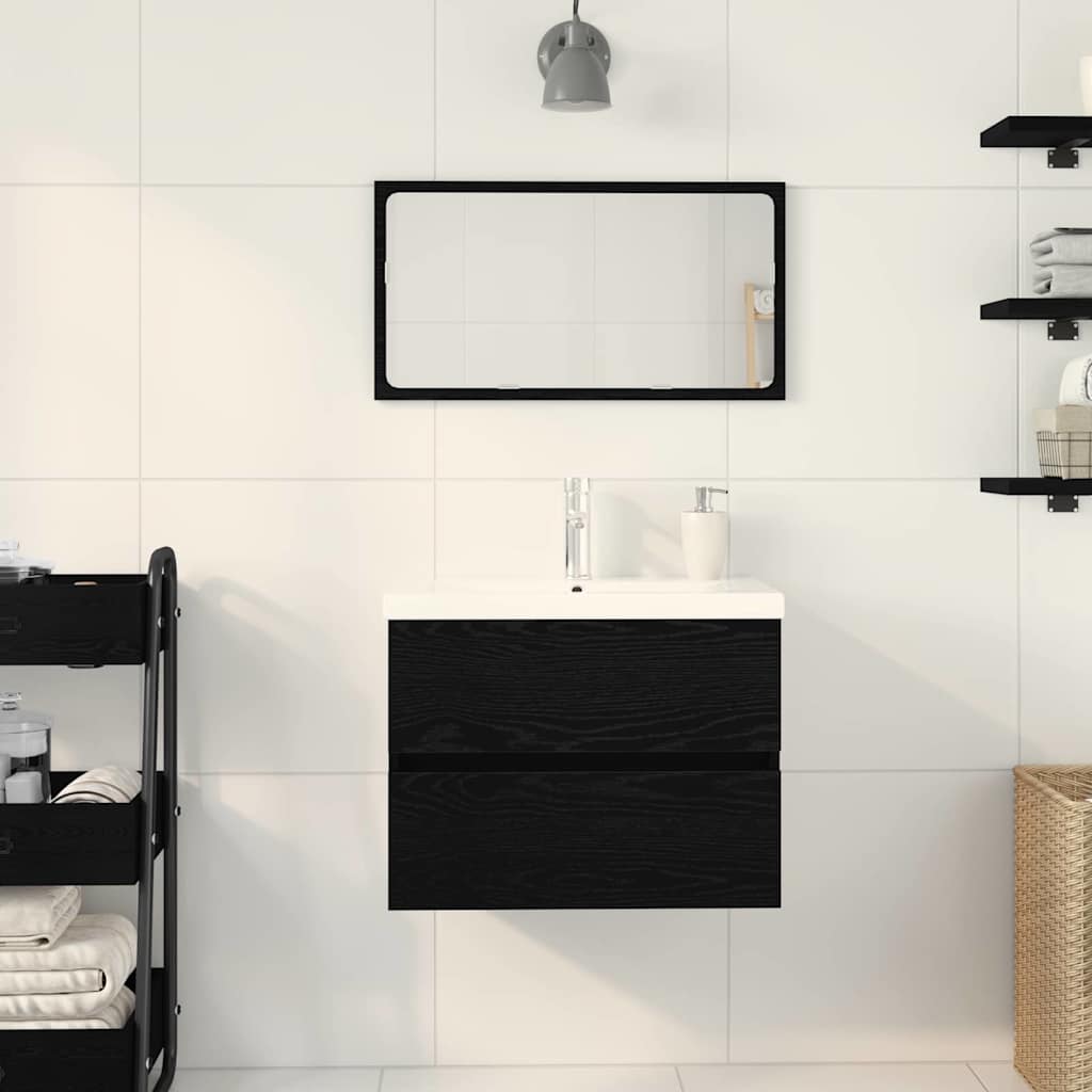 Sink Cabinet with Storage Black Oak 60 x 39 x 62 cm