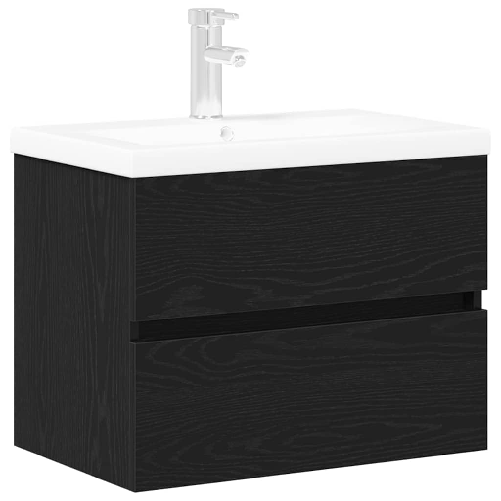 Sink Cabinet with Storage Black Oak 60 x 39 x 62 cm