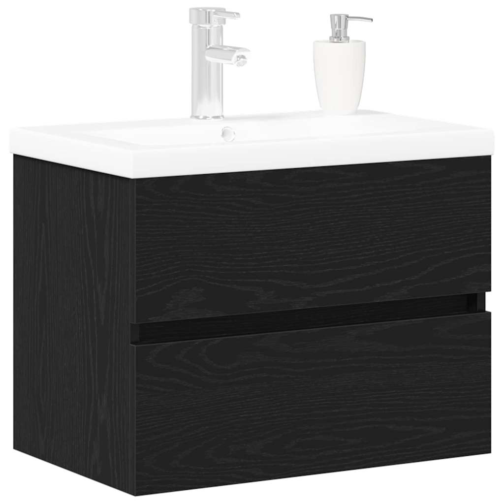 Sink Cabinet with Storage Black Oak 60 x 39 x 62 cm
