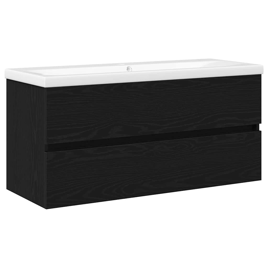 Sink cabinet with storage black oak 100 x 39 x 62 cm