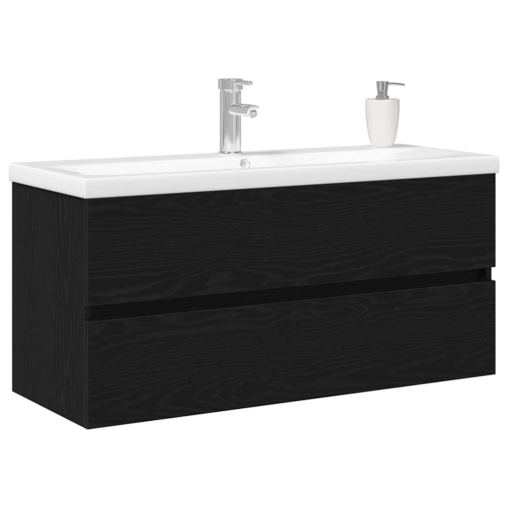 Sink cabinet with storage black oak 100 x 39 x 62 cm