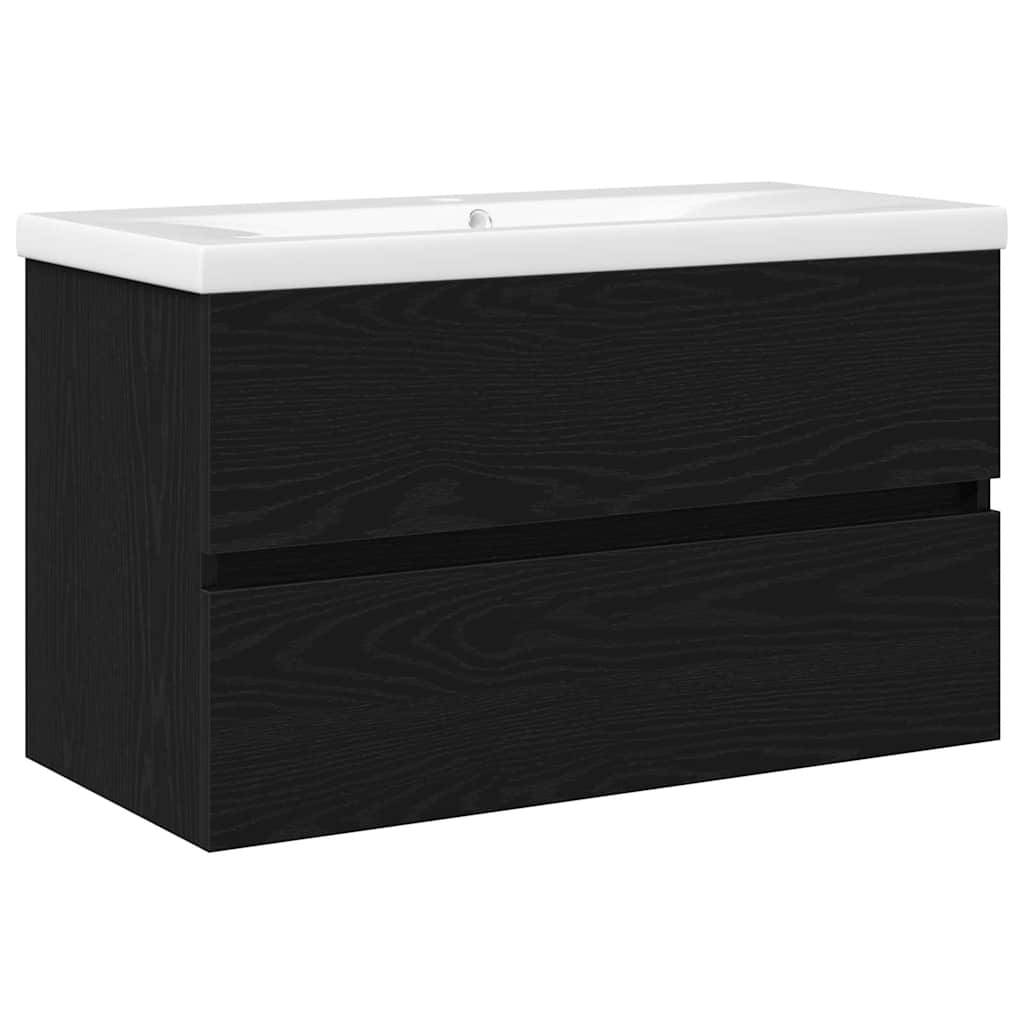 Sink cabinet with storage black oak 80 x 39 x 62 cm