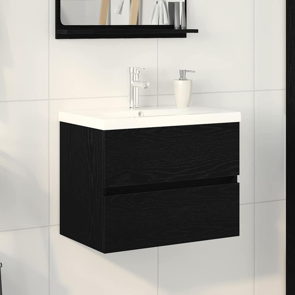 pear-shaped cabinet with integrated sink Black oak