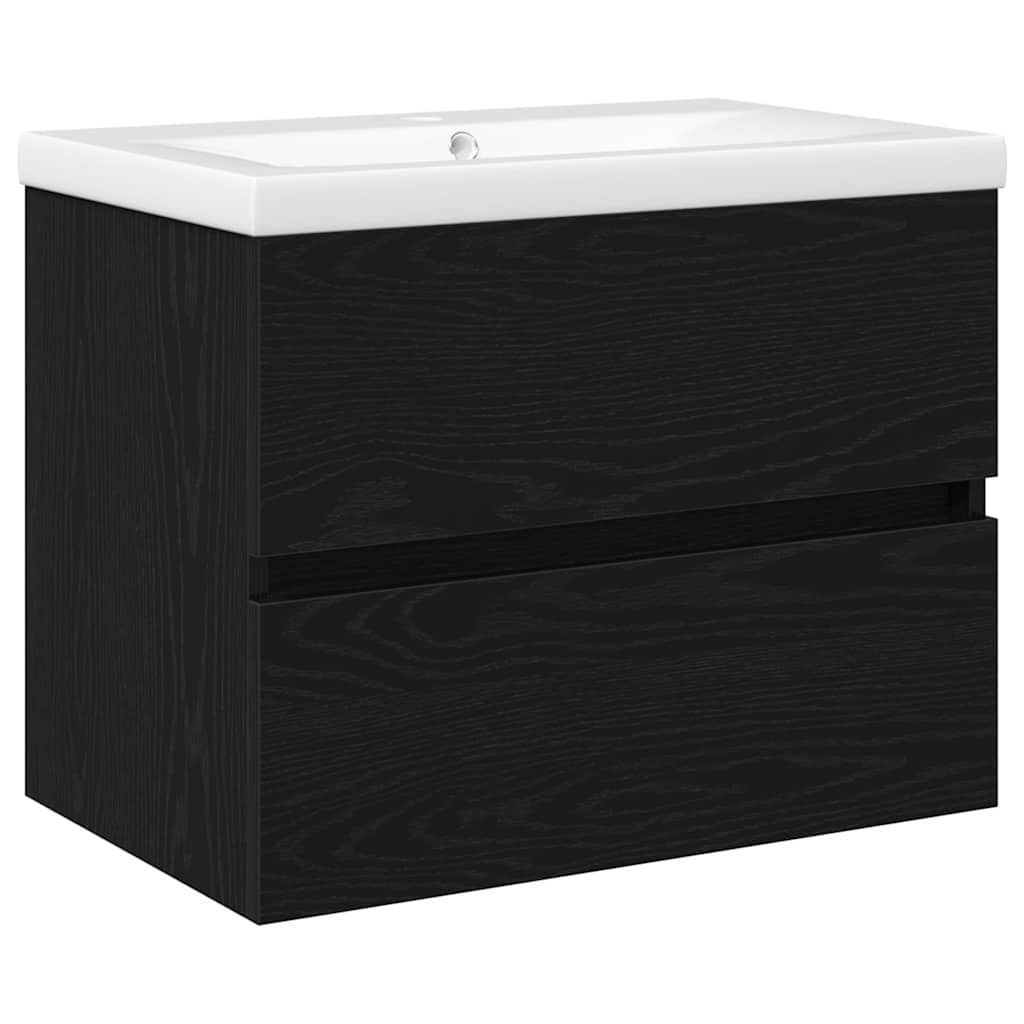pear-shaped cabinet with integrated sink Black oak