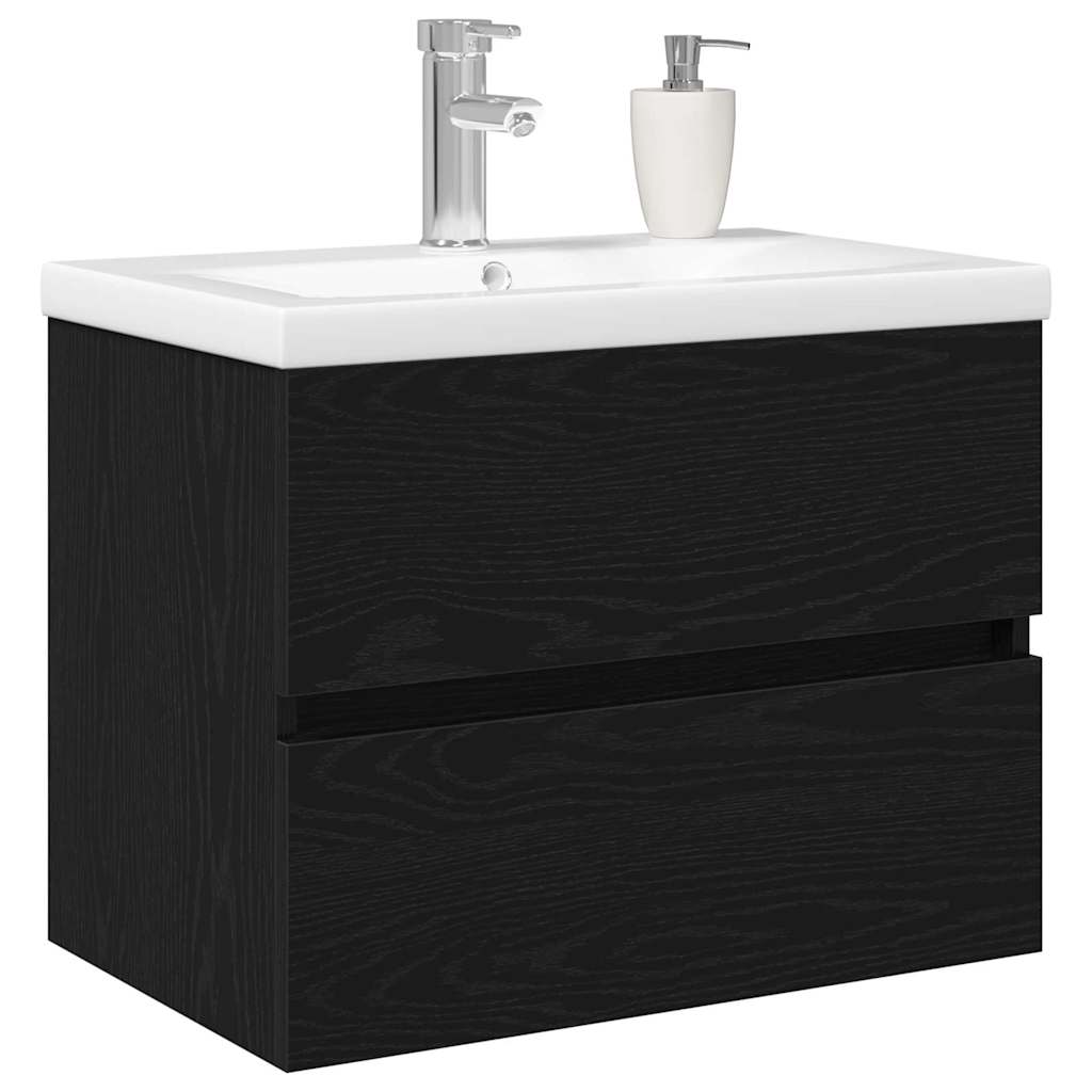 pear-shaped cabinet with integrated sink Black oak