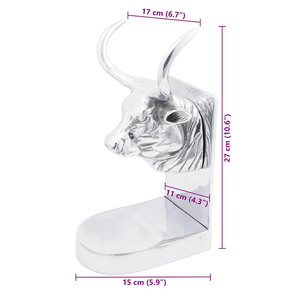 Grāmatu balsti 2 gab. Sudraba 17x15x27 cm Alumīnijs Bull