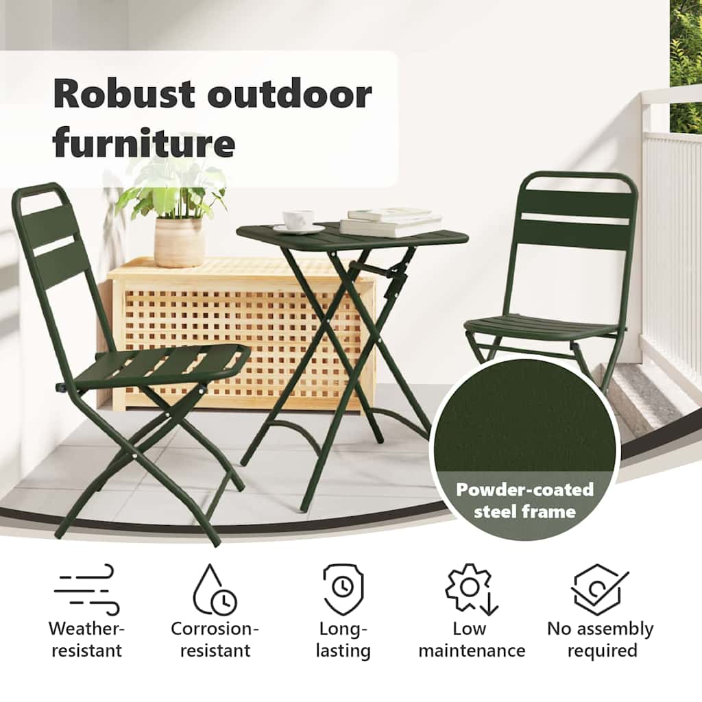 Sodo sulankstoma kėdė 2 pcs Žalia 55 x 56.5 x 91cm Plienas