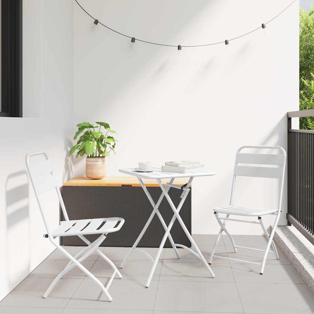 Sodo sulankstoma kėdė 2 pcs Balta 55 x 56.5 x 91cm Plienas