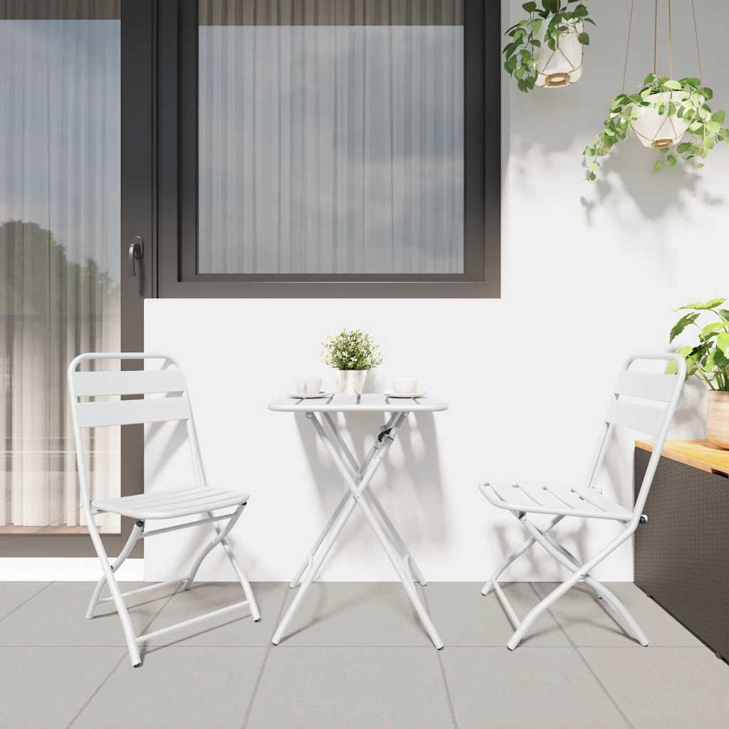 Sodo sulankstoma kėdė 2 pcs Balta 55 x 56.5 x 91cm Plienas