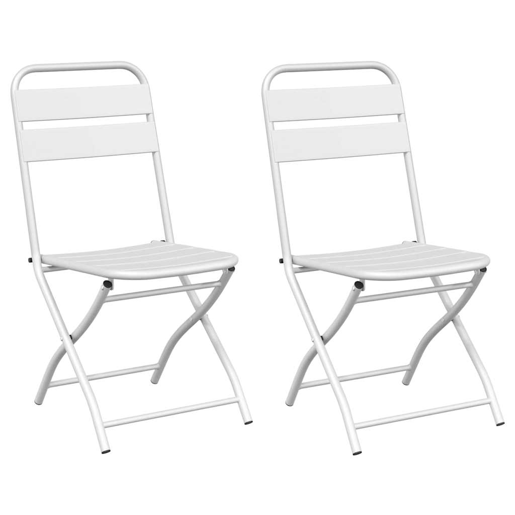 Sodo sulankstoma kėdė 2 pcs Balta 55 x 56.5 x 91cm Plienas