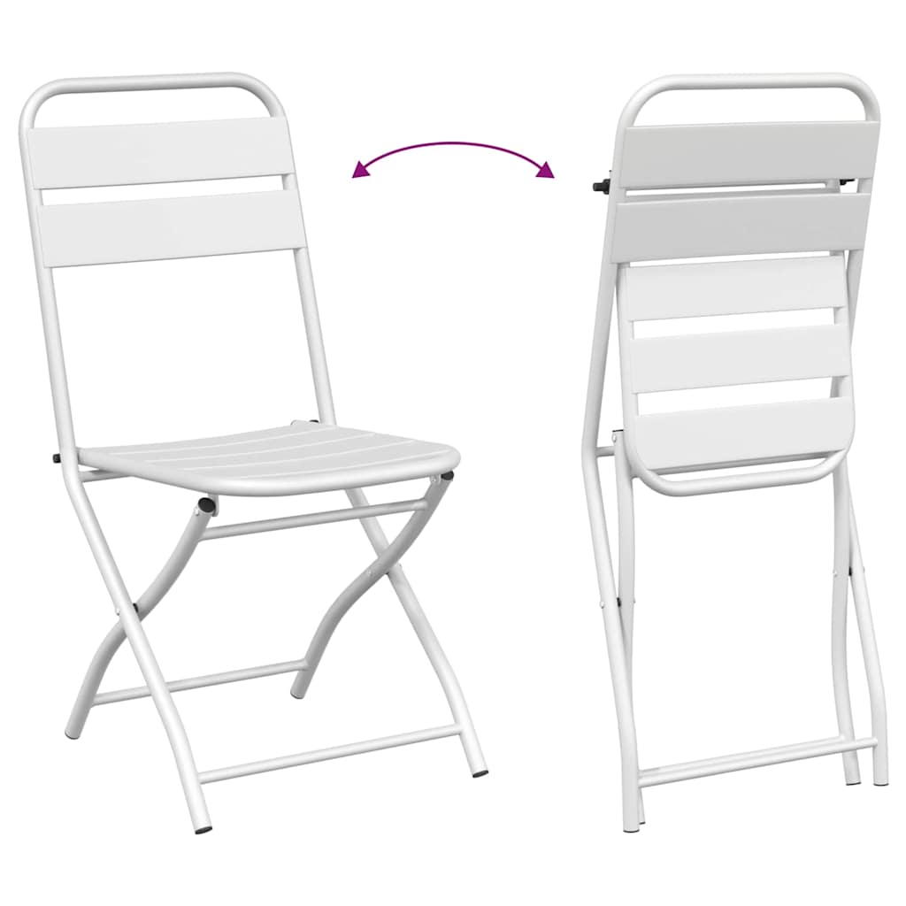 Sodo sulankstoma kėdė 2 pcs Balta 55 x 56.5 x 91cm Plienas