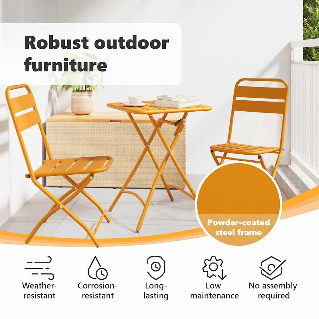 Sodo sulankstoma kėdė 2 pcs Garstyčių 55 x 56.5 x 91cm Plienas