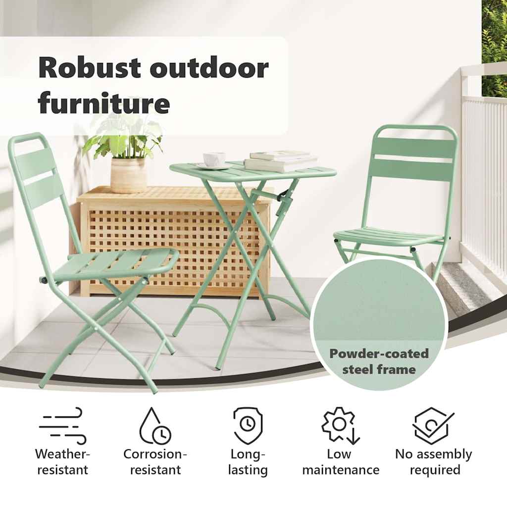 Sodo sulankstoma kėdė 2 pcs Žalia 55 x 56.5 x 91cm Plienas