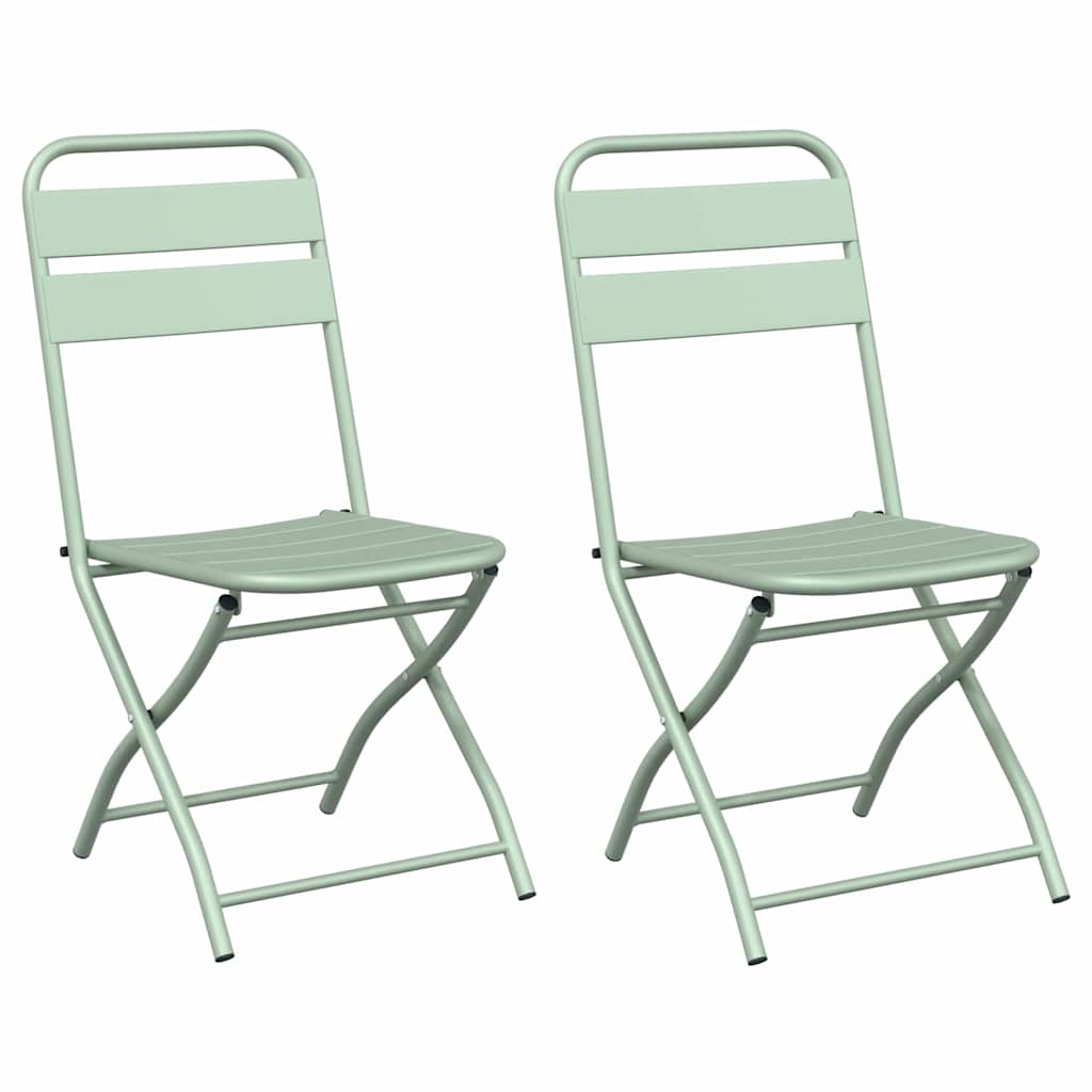 Sodo sulankstoma kėdė 2 pcs Žalia 55 x 56.5 x 91cm Plienas