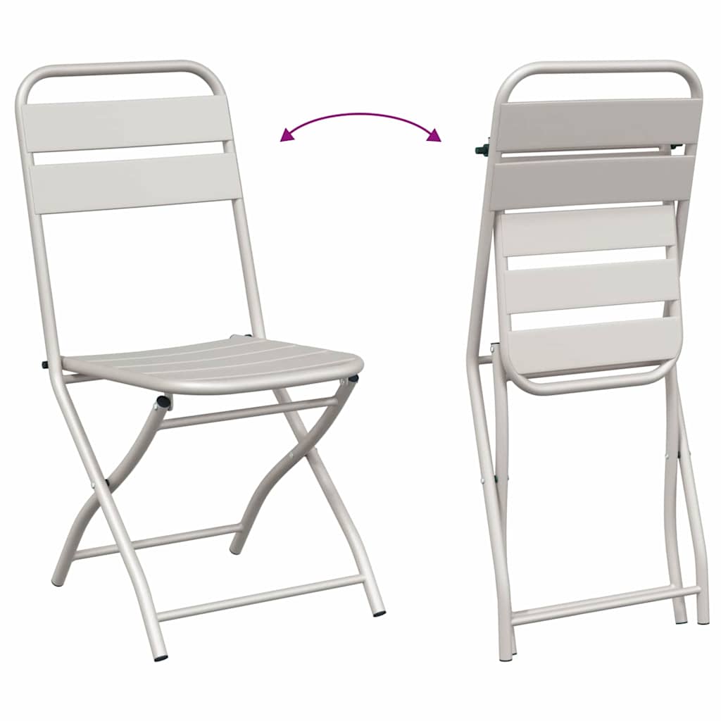 Sodo sulankstoma kėdė 2 pcs Smėlio 55 x 56.5 x 91cm Plienas