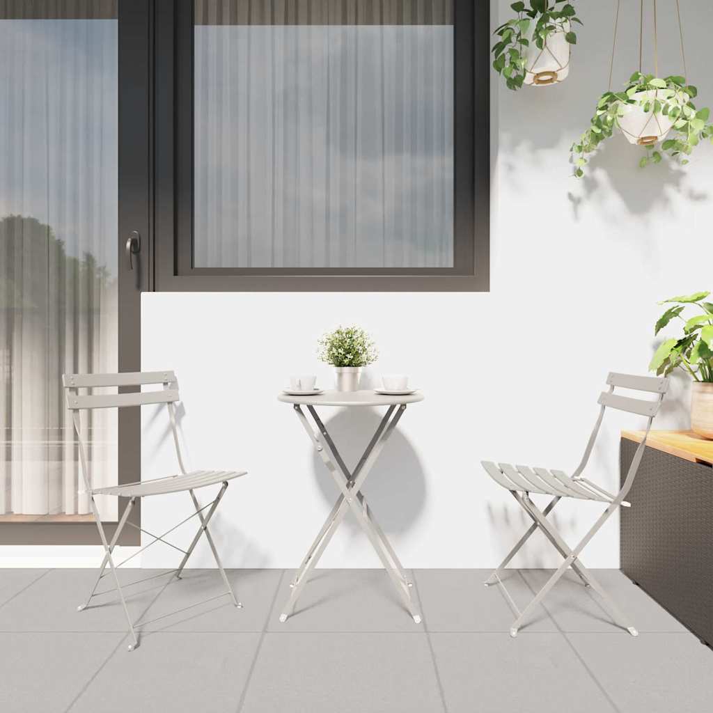 Garden Folding Chair 2 pcs Beige 42 x 46 x 82cm Steel