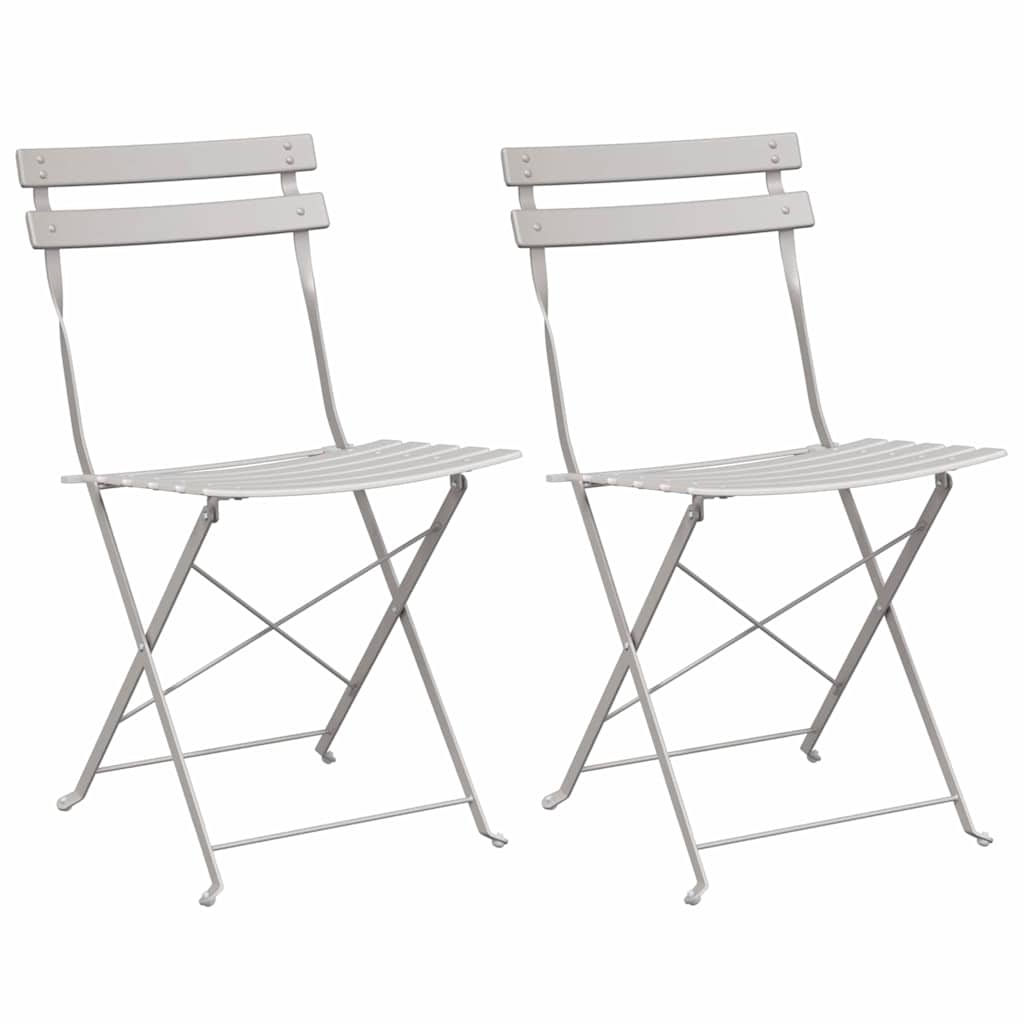 Garden Folding Chair 2 pcs Beige 42 x 46 x 82cm Steel