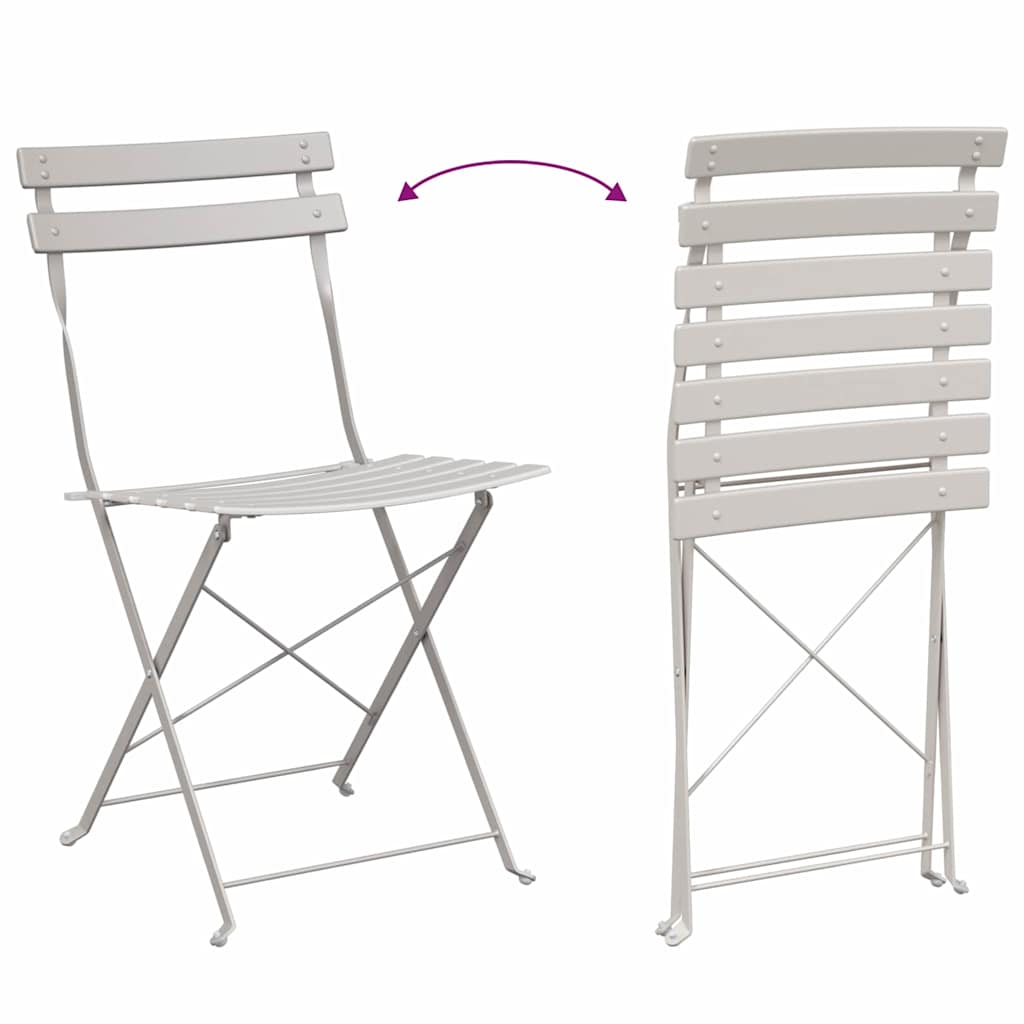 Garden Folding Chair 2 pcs Beige 42 x 46 x 82cm Steel