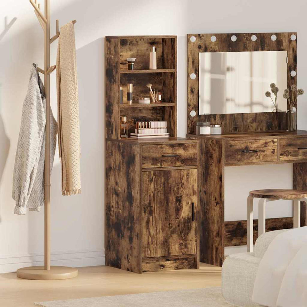 Tall Chest of Drawers Smoked Oak 40 x 40.5 x 135 cm