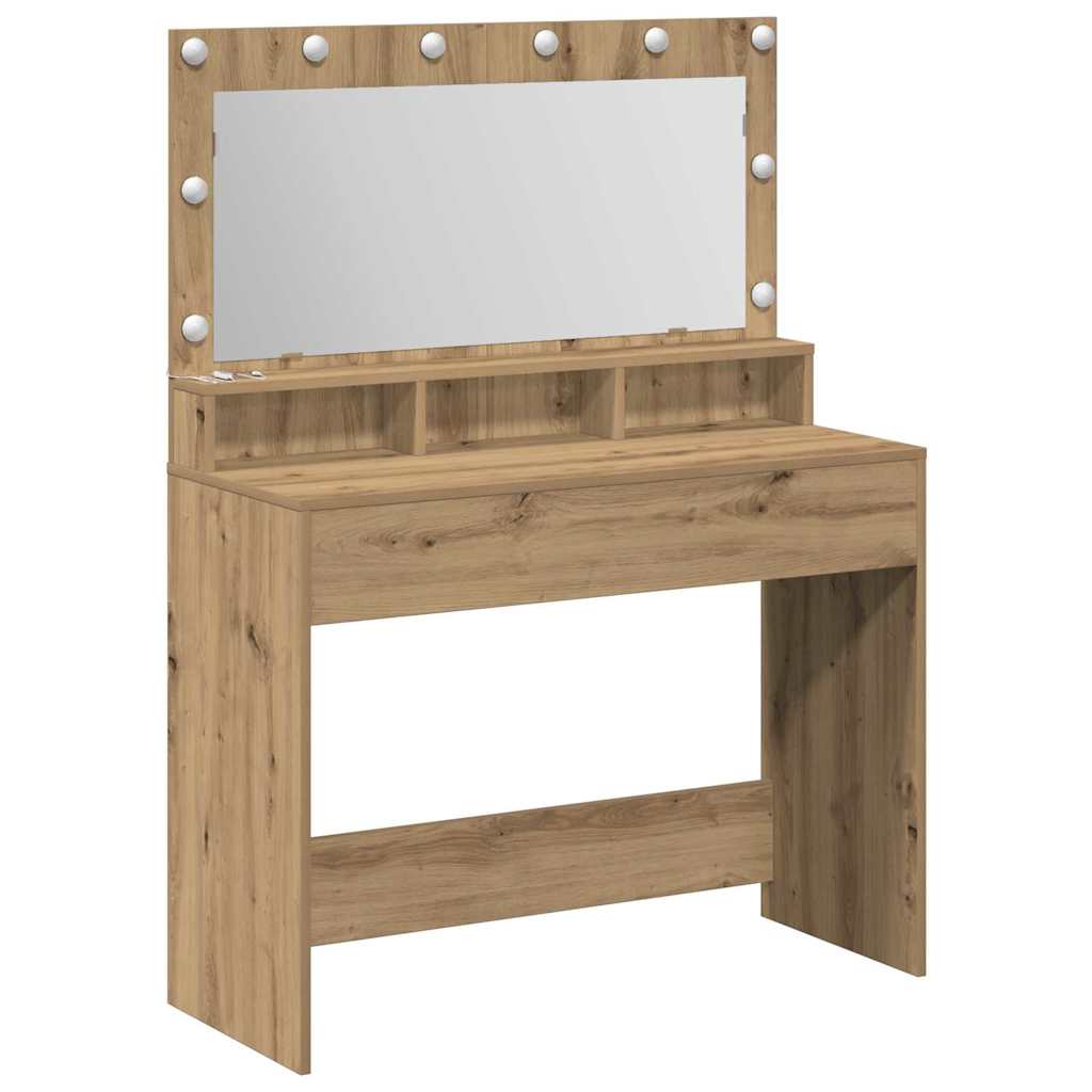 Kosmētikas galds ar plauktu, Amatnieku ozols, 100 x 41 x 135 cm