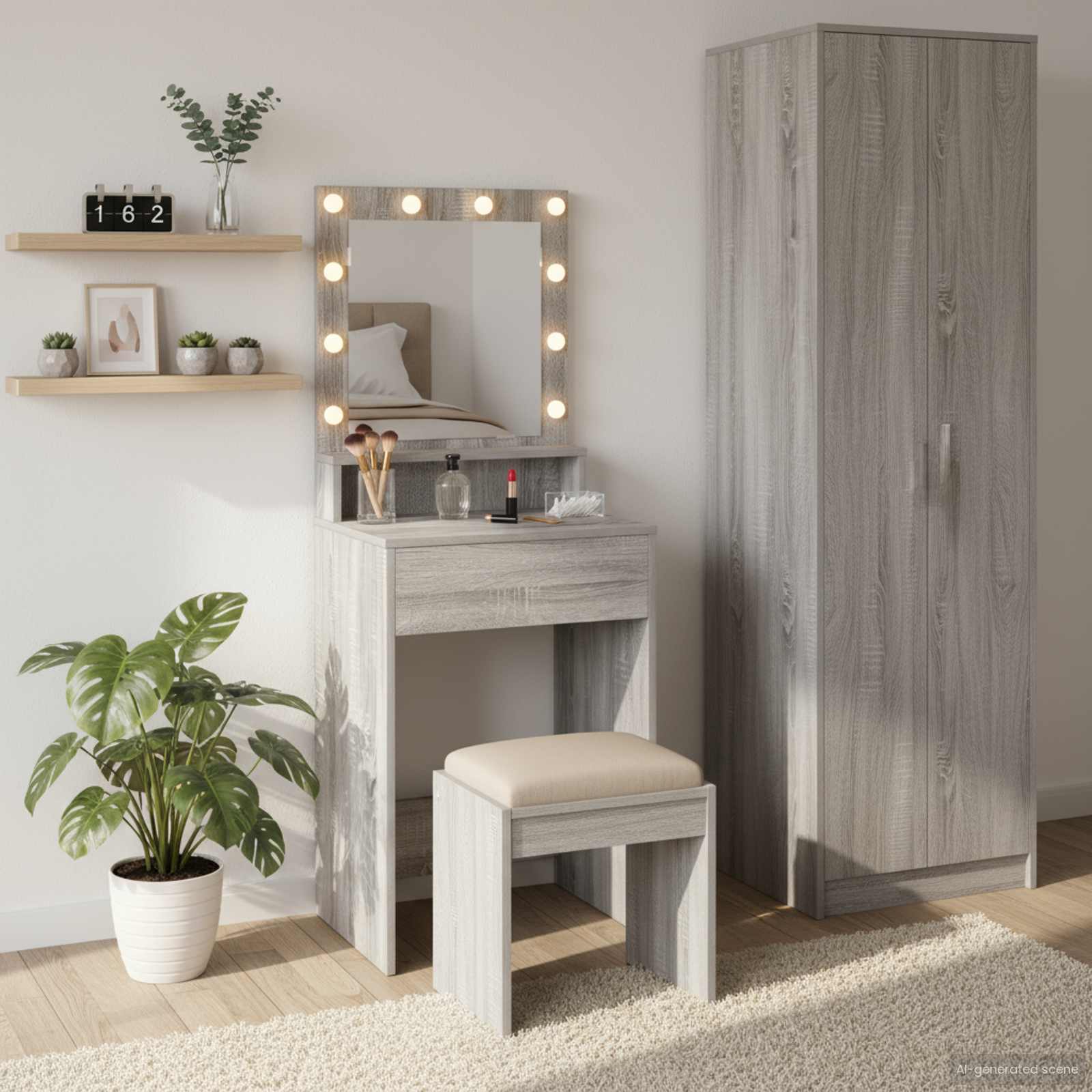 Makeup Dressing Table Grey Sonoma 50 x 41 x 135 cm Engineered Wood