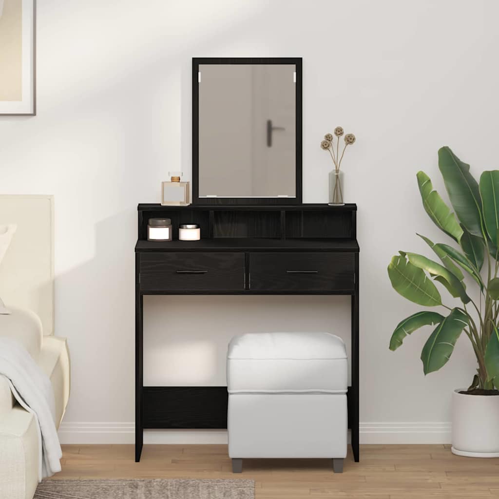 Vanity Table Black Oak 79 x 41 x 140 cm Engineered Wood