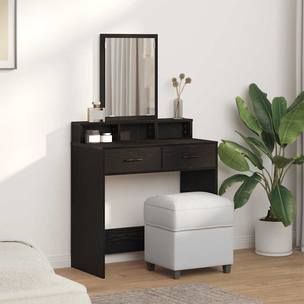 Vanity Table Black Oak 79 x 41 x 140 cm Engineered Wood