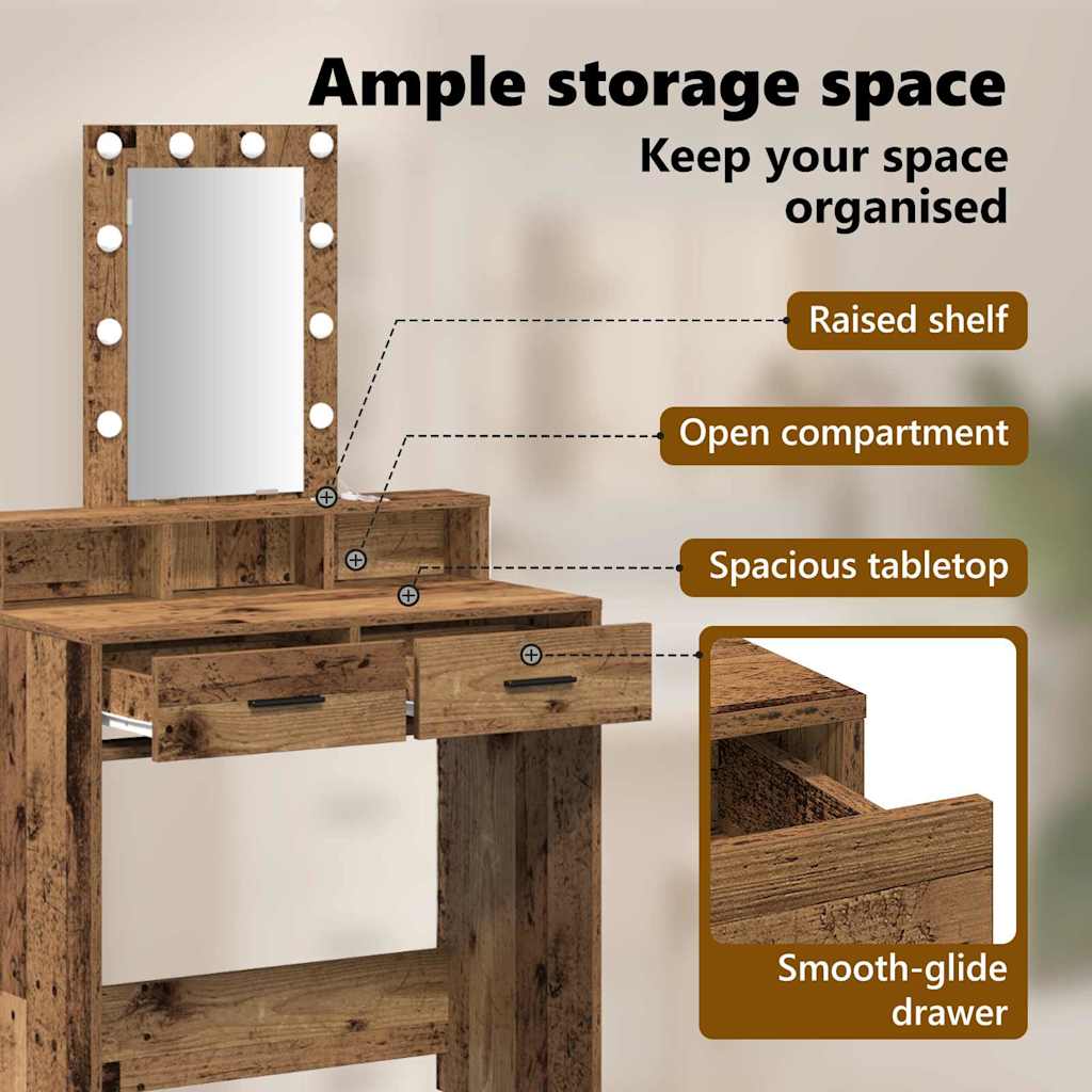 Make-up Table Brown 79 x 41 x 140 cm Engineered Wood