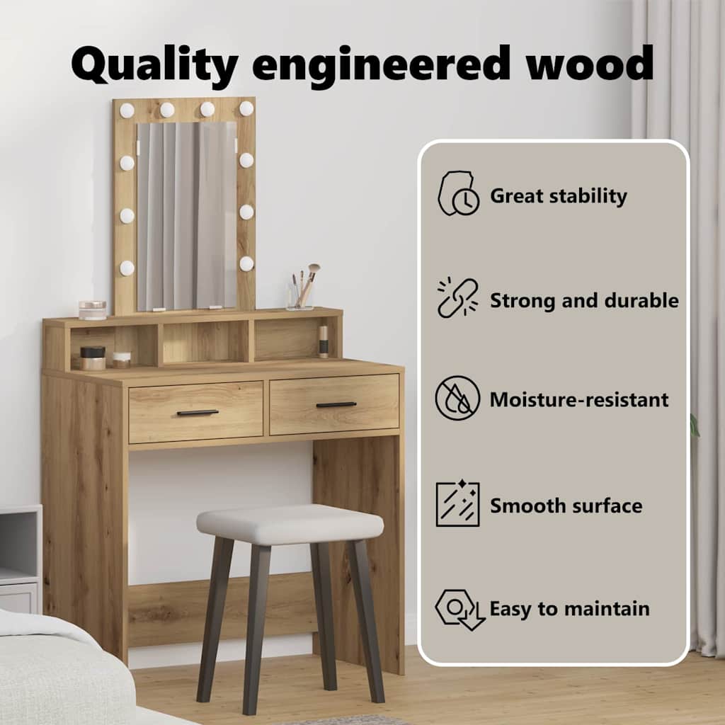 Make-up Table Brown 79 x 41 x 140 cm Engineered Wood