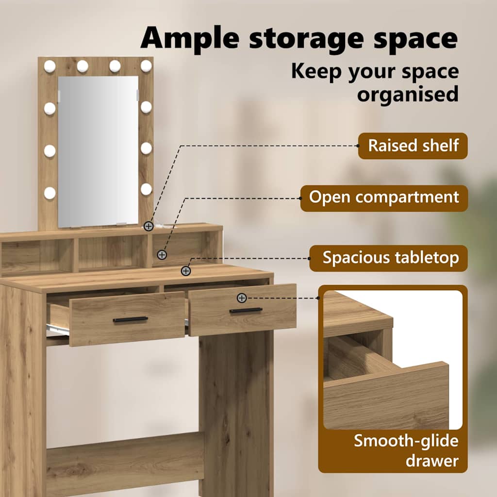 Make-up Table Brown 79 x 41 x 140 cm Engineered Wood