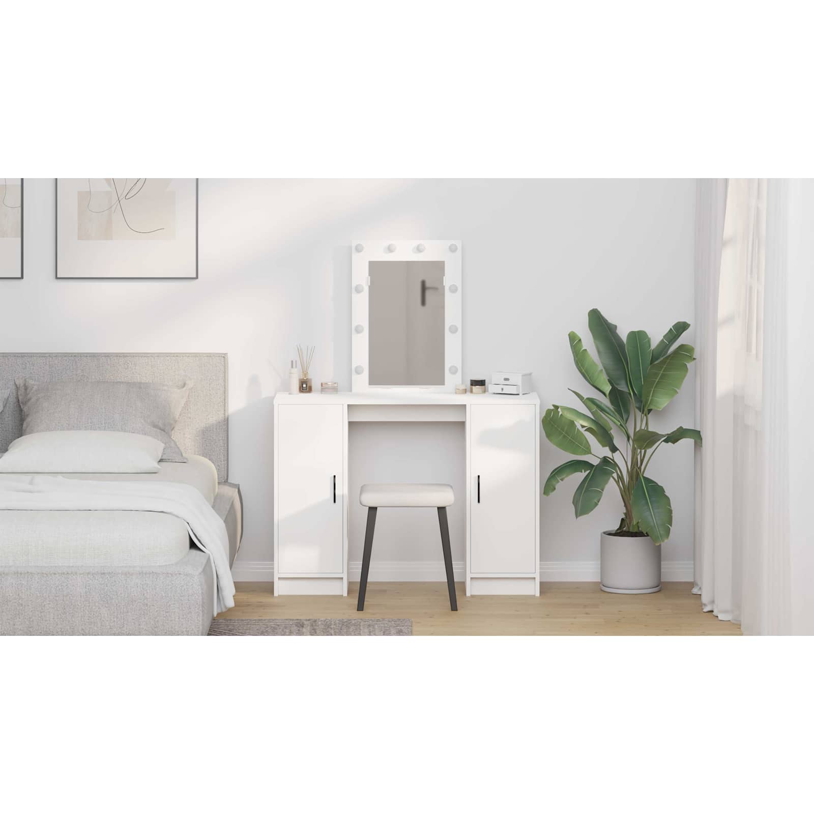 Makeup Table White 102 x 33 x 135 cm Engineered wood