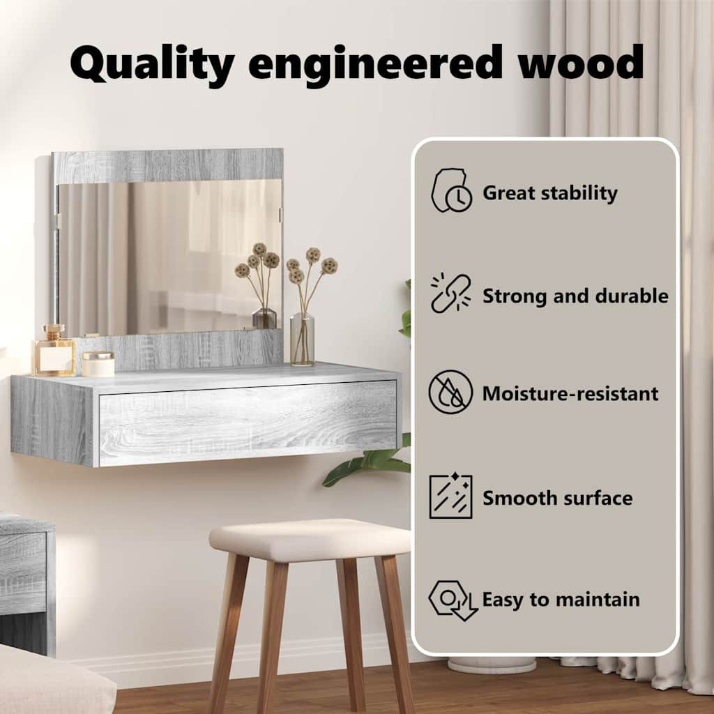 Dressing Table Grey 83 x 40 x 70 cm Engineered Wood