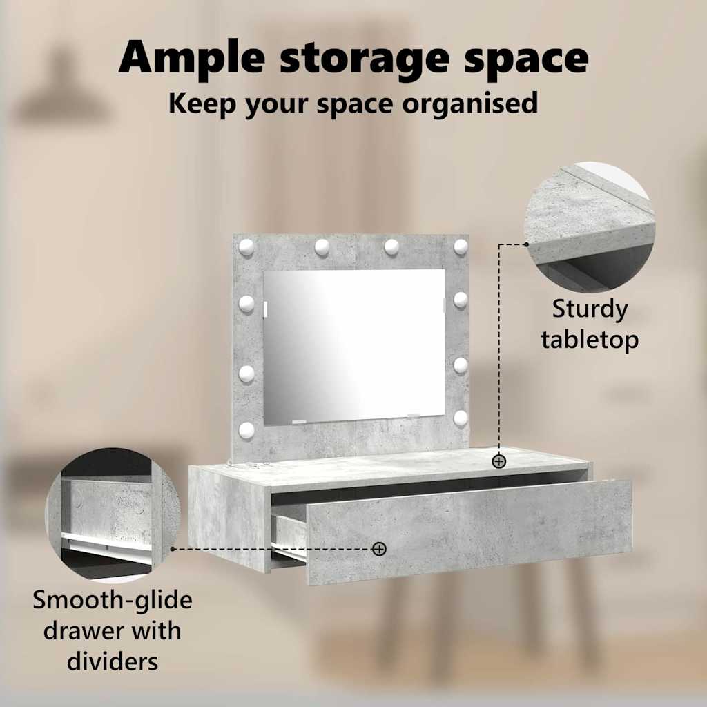 Dressing Table Grey 83 x 40 x 70 cm Engineered Wood