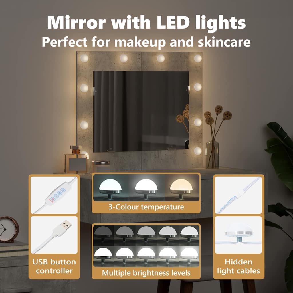 Dressing Table Grey 83 x 40 x 70 cm Engineered Wood