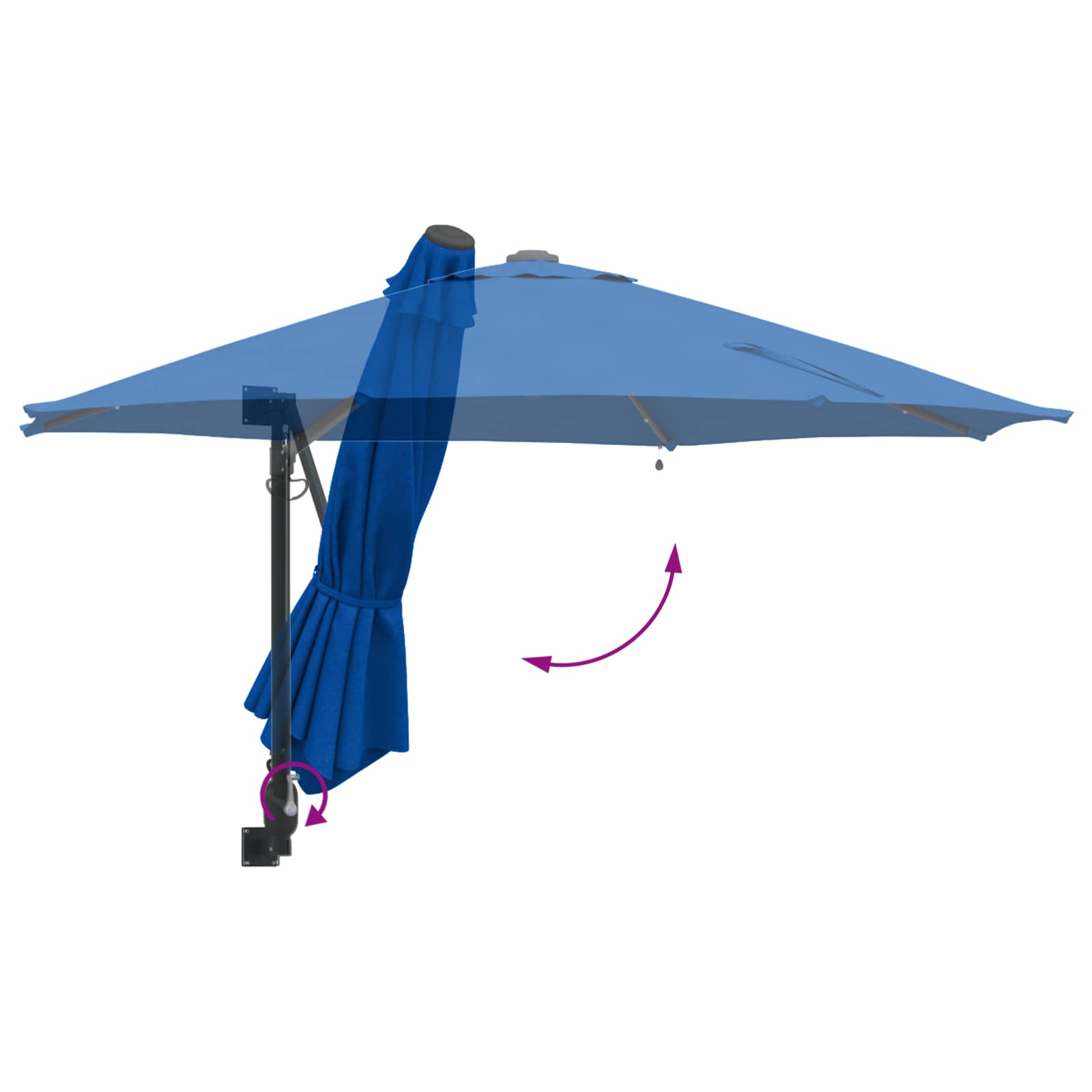Wall-mounted Garden Parasol with LED Azure 248 cm