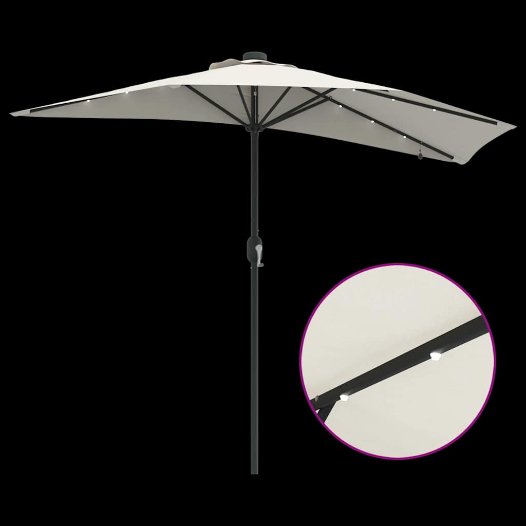 Sodo skėtis Smėlio 294 x 150 x 223 cm Poliesteris ir plienas