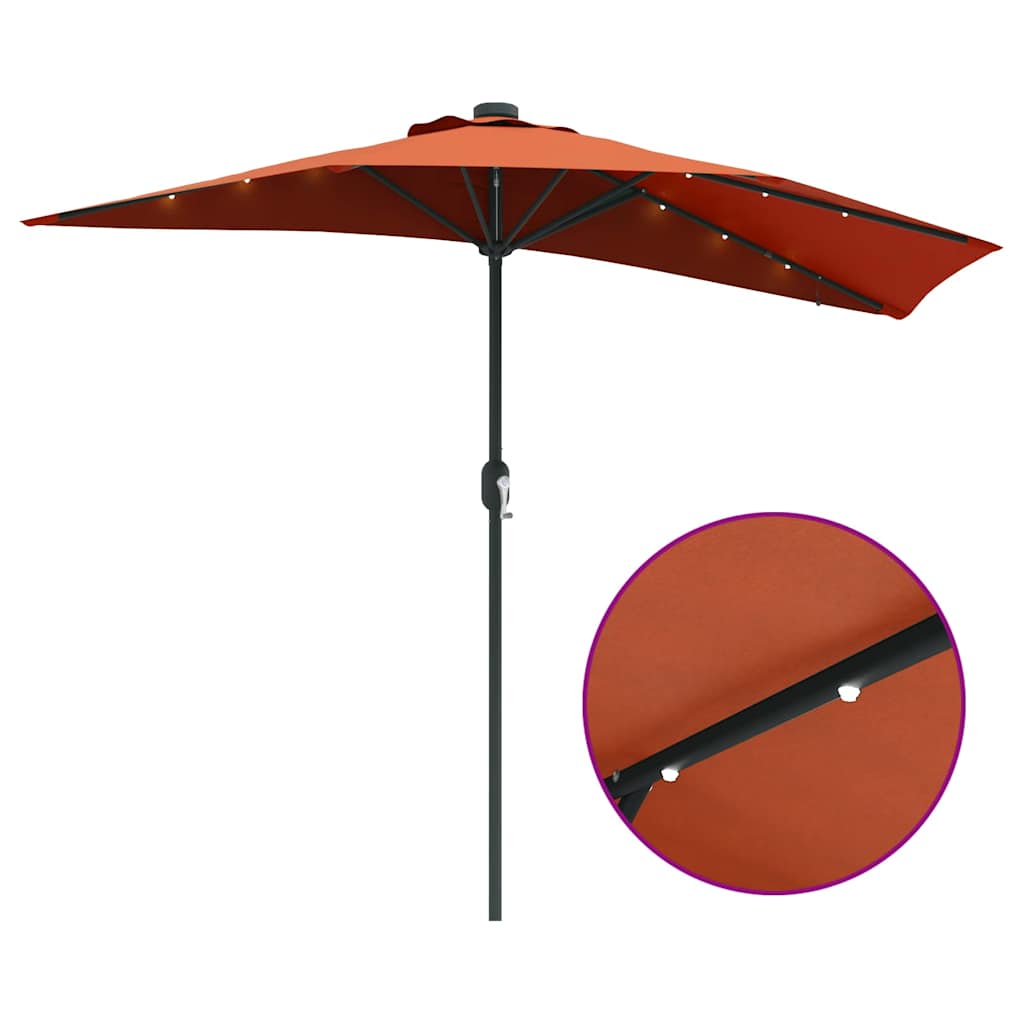 Dārza saulessargs Terakota 294 x 150 x 223 cm Poliesters un tērauds